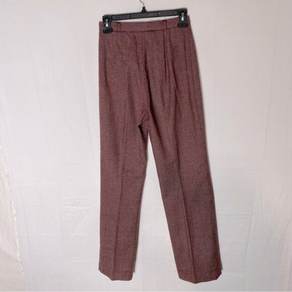 Vintage Burgundy White Micro Houndstooth High Waist Straight Leg Pants 24 - Picture 12 of 13